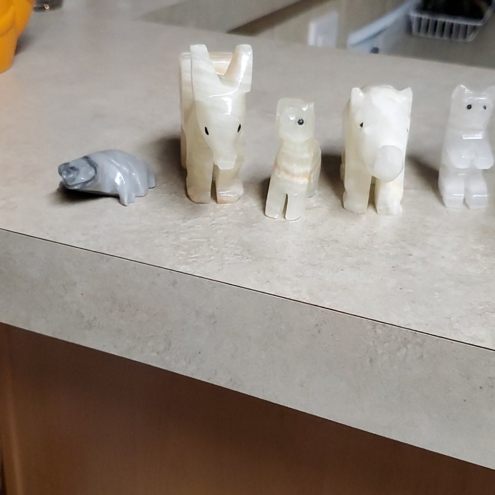 Vintage onyx stone animals set of 8 elephant lion turtle newly added